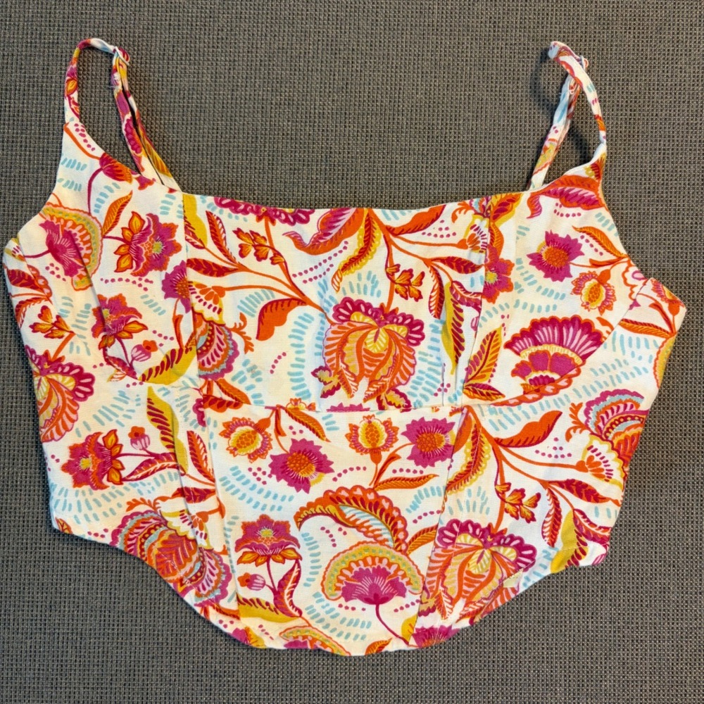 Midnight Sky Corset Top Cottagecore Resort Beach Floral Boho Festival Women S